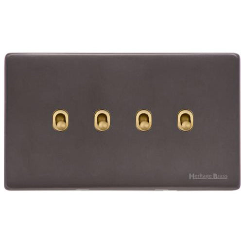 Verona Range Switches & Sockets - 4 Gang Stockholm Toggle by Heritage Brass By M-Marcus