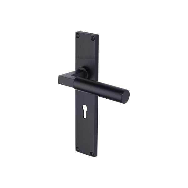 Bauhaus Door Handle on 200mm Plate by M Marcus - Heritage Brass