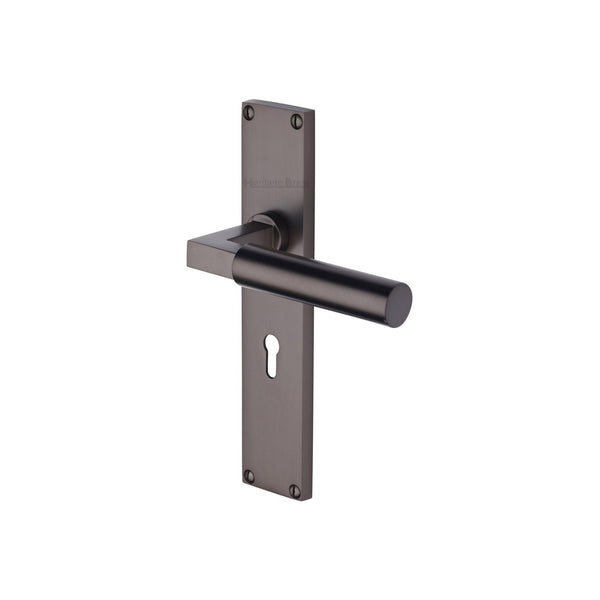 Bauhaus Door Handle on 200mm Plate by M Marcus - Heritage Brass