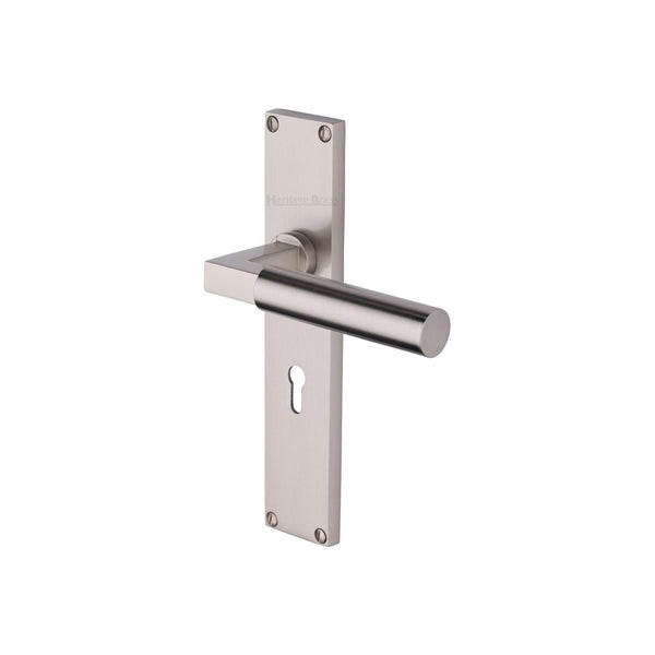 Bauhaus Door Handle on 200mm Plate by M Marcus - Heritage Brass