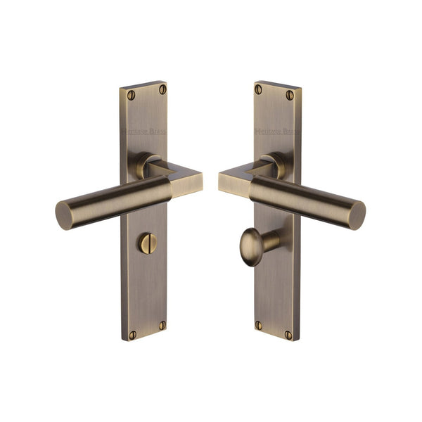 Bauhaus Door Handle on 200mm Plate by M Marcus - Heritage Brass