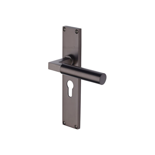 Bauhaus Door Handle on 200mm Plate by M Marcus - Heritage Brass