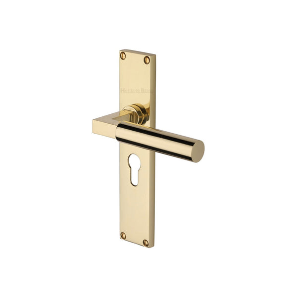 Bauhaus Door Handle on 200mm Plate by M Marcus - Heritage Brass