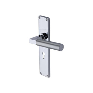 Bauhaus Knurled Door Handle on Plate by M Marcus - Heritage Brass