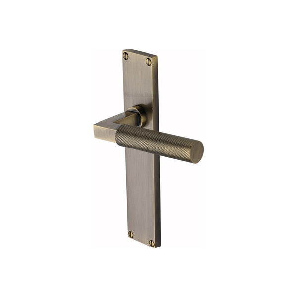 Bauhaus Knurled Door Handle on Plate by M Marcus - Heritage Brass