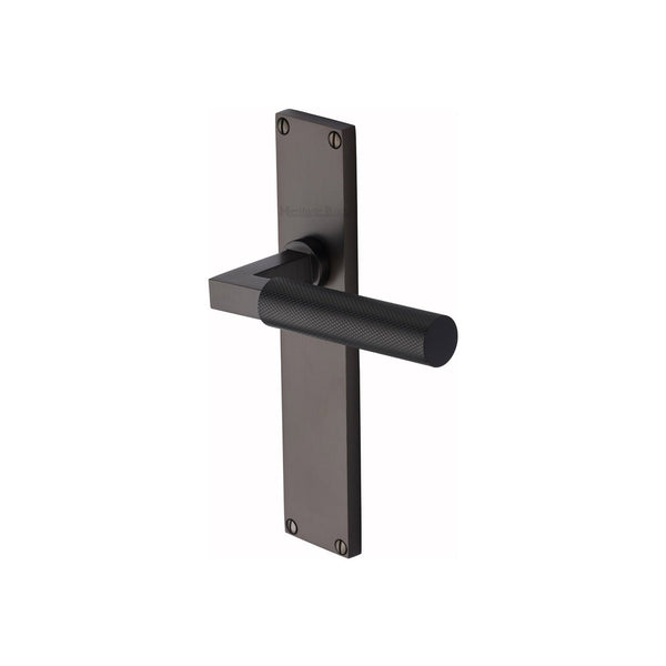 Bauhaus Knurled Door Handle on Plate by M Marcus - Heritage Brass