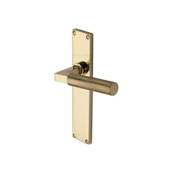 Bauhaus Knurled Door Handle on Plate by M Marcus - Heritage Brass