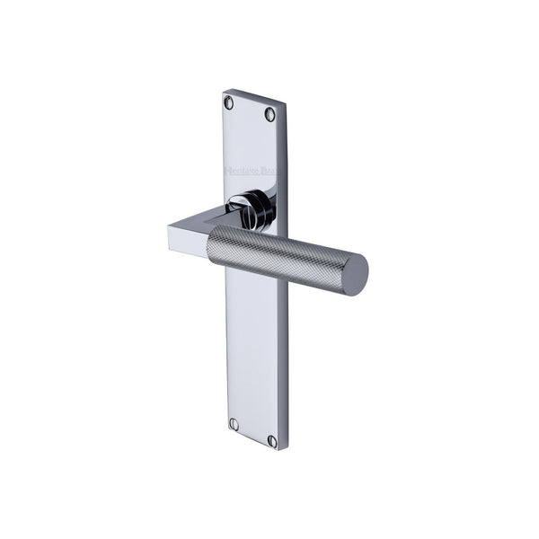 Bauhaus Knurled Door Handle on Plate by M Marcus - Heritage Brass