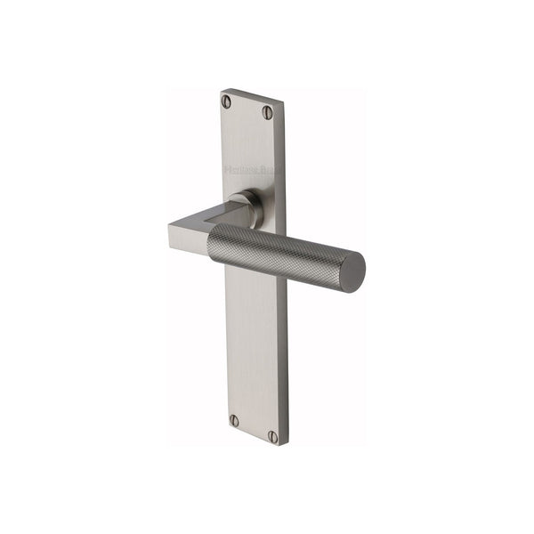 Bauhaus Knurled Door Handle on Plate by M Marcus - Heritage Brass