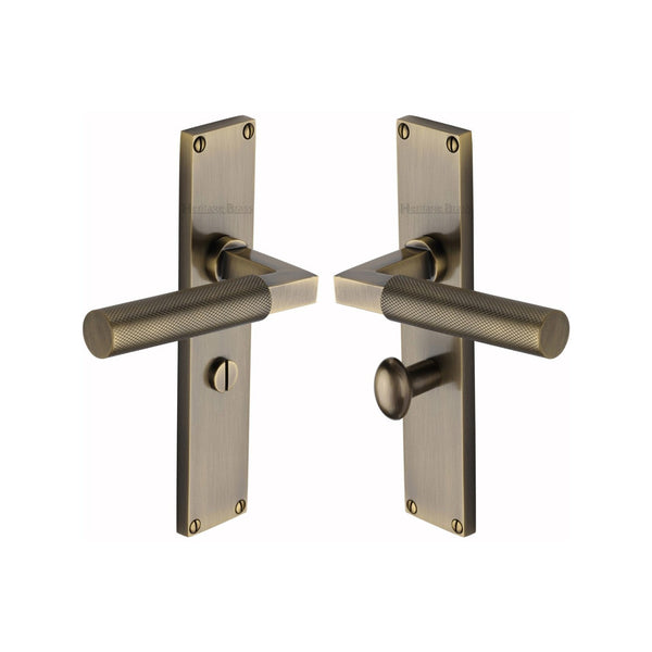 Bauhaus Knurled Door Handle on Plate by M Marcus - Heritage Brass