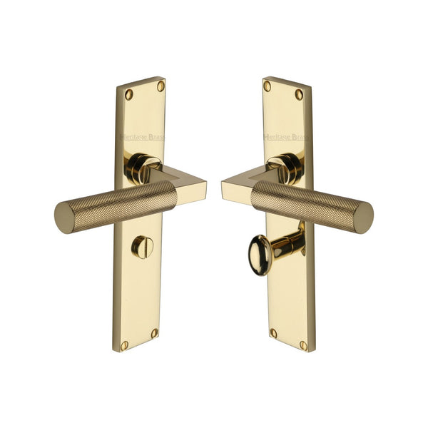 Bauhaus Knurled Door Handle on Plate by M Marcus - Heritage Brass