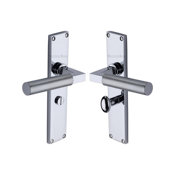 Bauhaus Knurled Door Handle on Plate by M Marcus - Heritage Brass