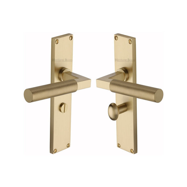 Bauhaus Knurled Door Handle on Plate by M Marcus - Heritage Brass