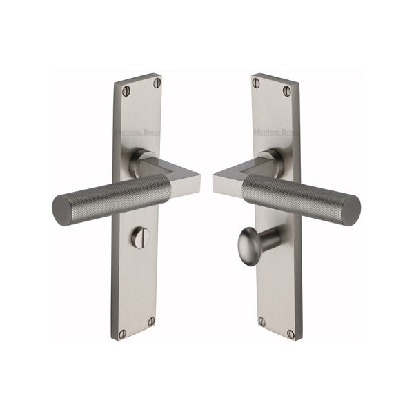 Bauhaus Knurled Door Handle on Plate by M Marcus - Heritage Brass