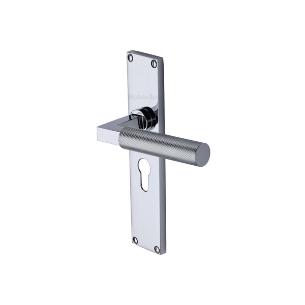 Bauhaus Knurled Door Handle on Plate by M Marcus - Heritage Brass