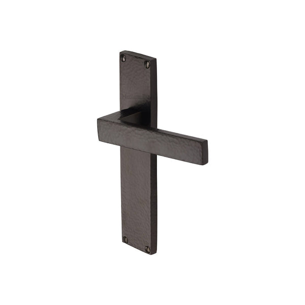 Delta Hammered Door Handle on Plate by M Marcus - Heritage Brass