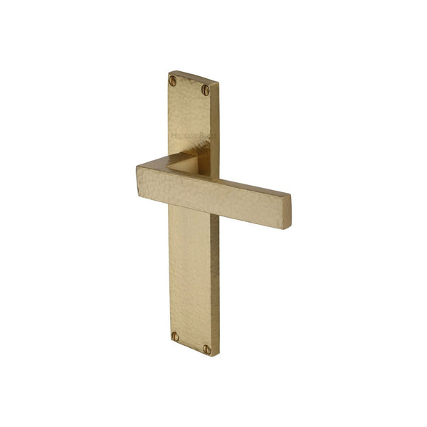 Delta Hammered Door Handle on Plate by M Marcus - Heritage Brass