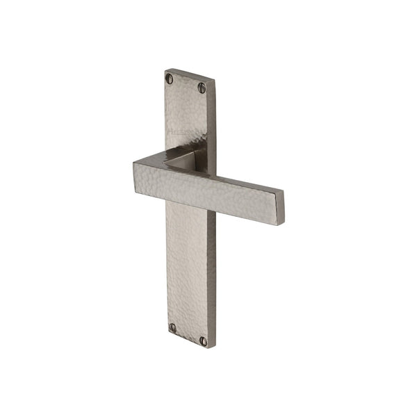 Delta Hammered Door Handle on Plate by M Marcus - Heritage Brass