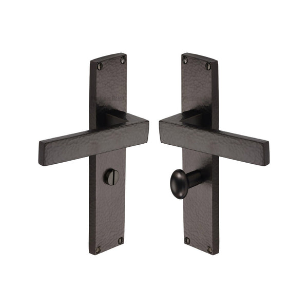 Delta Hammered Door Handle on Plate by M Marcus - Heritage Brass