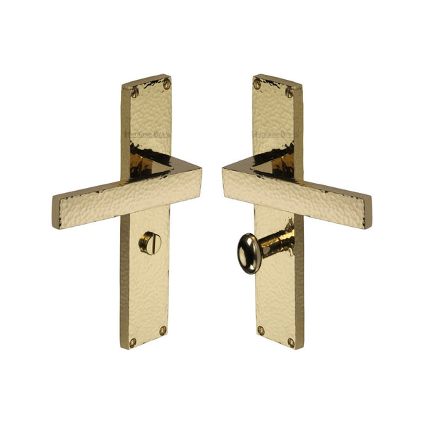 Delta Hammered Door Handle on Plate by M Marcus - Heritage Brass