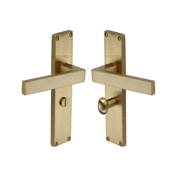 Delta Hammered Door Handle on Plate by M Marcus - Heritage Brass
