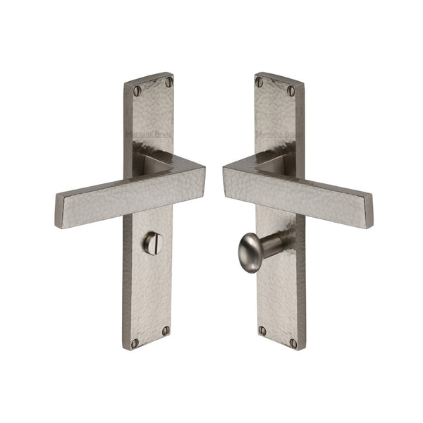 Delta Hammered Door Handle on Plate by M Marcus - Heritage Brass