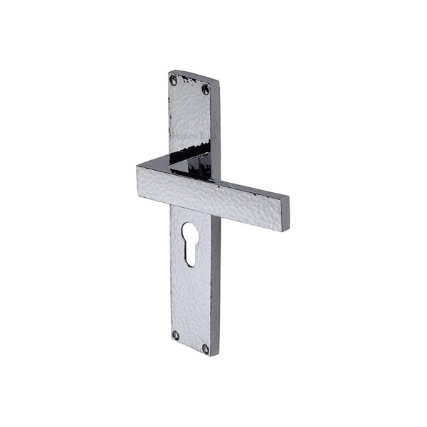 Delta Hammered Door Handle on Plate by M Marcus - Heritage Brass