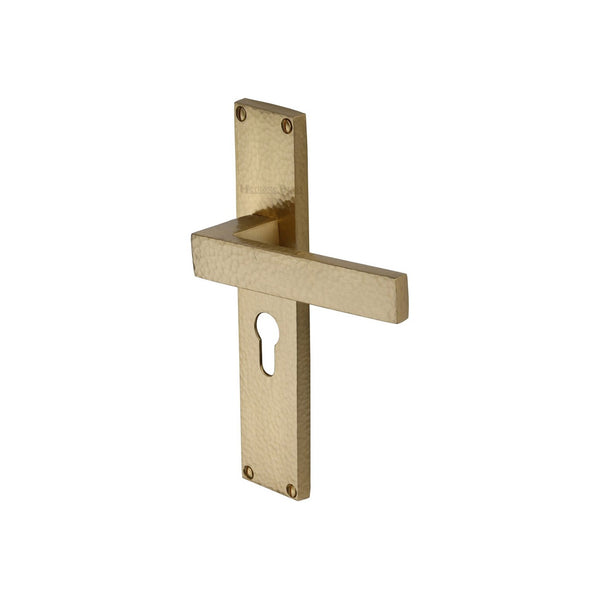Delta Hammered Door Handle on Plate by M Marcus - Heritage Brass
