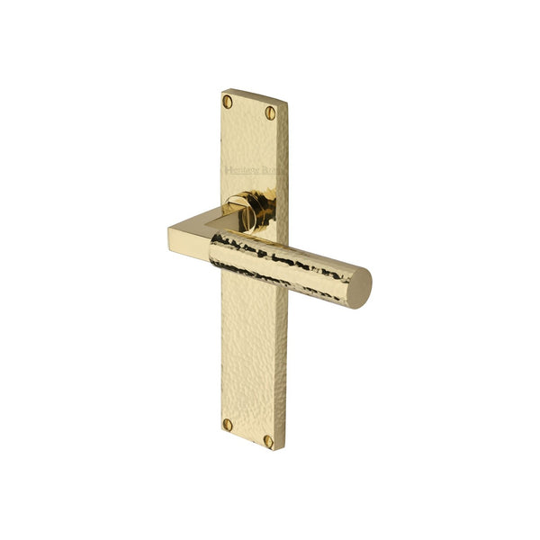 Bauhaus Hammered Door Handle on Plate by M Marcus - Heritage Brass