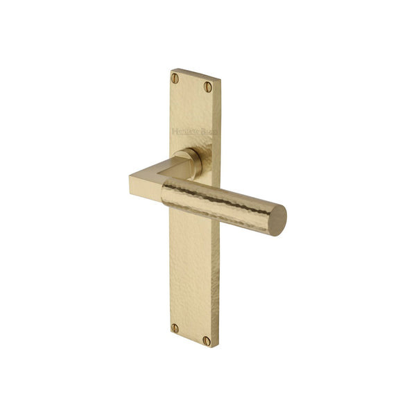 Bauhaus Hammered Door Handle on Plate by M Marcus - Heritage Brass