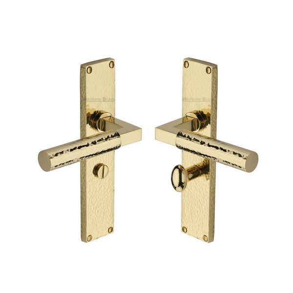 Bauhaus Hammered Door Handle on Plate by M Marcus - Heritage Brass
