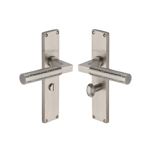 Bauhaus Hammered Door Handle on Plate by M Marcus - Heritage Brass