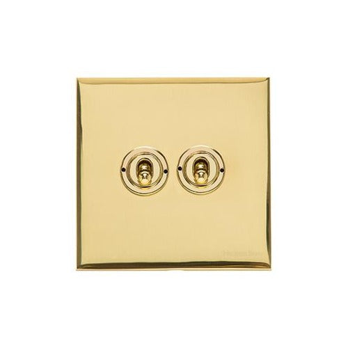 Windsor Range Polished Brass Switches & Sockets, WN1 - 2 Gang Toggle Switch by Heritage Brass By M-Marcus