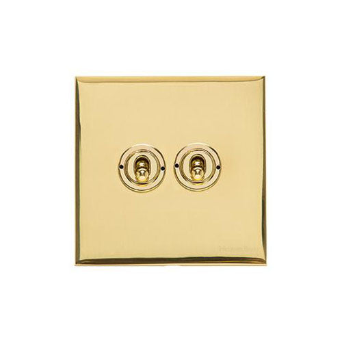 Winchester Range Polished Brass Switches & Sockets, W01 - 2 Gang Toggle Switch by Heritage Brass By M-Marcus