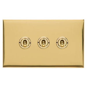 Winchester Range Polished Brass Switches & Sockets, W01 - 3 Gang Toggle Switch by Heritage Brass By M-Marcus
