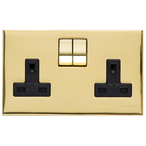 Winchester Range Polished Brass Switches & Sockets, W01 - Double Socket (13 Amp) by Heritage Brass By M-Marcus