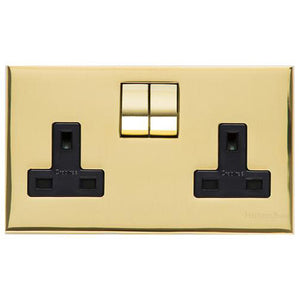 Winchester Range Polished Brass Switches & Sockets, W01 - Double Socket (13 Amp) by Heritage Brass By M-Marcus
