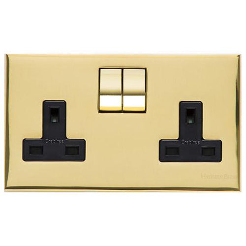 Winchester Range Polished Brass Switches & Sockets, W01 - Double Socket (13 Amp) by Heritage Brass By M-Marcus