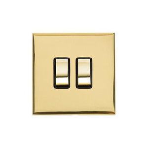 Winchester Range Polished Brass Switches & Sockets, W01 - 2 Gang Rocker Switch by Heritage Brass By M-Marcus