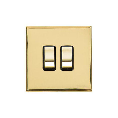 Winchester Range Polished Brass Switches & Sockets, W01 - 2 Gang Rocker Switch by Heritage Brass By M-Marcus