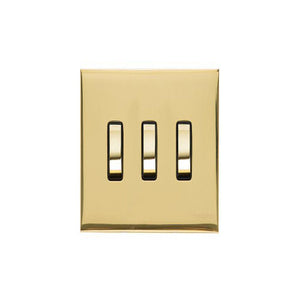 Winchester Range Polished Brass Switches & Sockets, W01 - 3 Gang Rocker Switch Twin Plate by Heritage Brass By M-Marcus