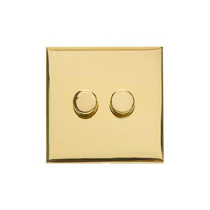 Winchester Range Polished Brass Switches & Sockets, W01 - 2 Gang Dimmer 400 watts (Compatible with halogen/ incandescent bulbs) by Heritage Brass By M-Marcus