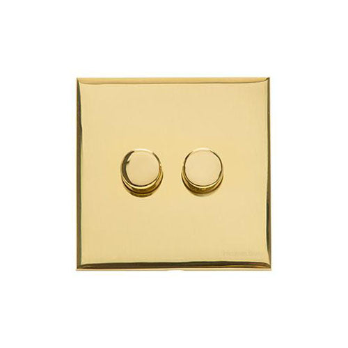 Winchester Range Polished Brass Switches & Sockets, W01 - 2 Gang Dimmer 400 watts (Compatible with halogen/ incandescent bulbs) by Heritage Brass By M-Marcus