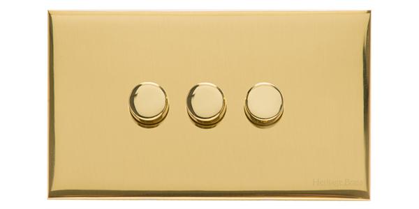 Heritage Brass Electrical, Winchester Range - Polished Brass - 3 Gang Dimmer (400 watts), 3 Gang Dimmer (400 watts), 2 Way Push On/Off Dimmer Switches, 3 Gang Dimmer (400 watts)