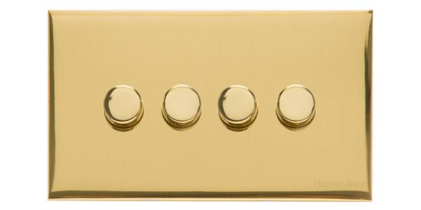 Heritage Brass Electrical, Winchester Range - Polished Brass - 4 Gang Dimmer (250 watts), 4 Gang Dimmer (250 watts), 2 Way Push On/Off Dimmer Switches, 4 Gang Dimmer (250 watts)