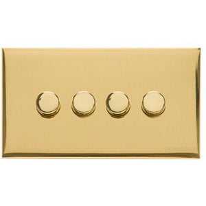 Winchester Range Polished Brass Switches & Sockets, W01 - 4 Gang TED Dimmer (Compatible with LED Lamps) by Heritage Brass By M-Marcus