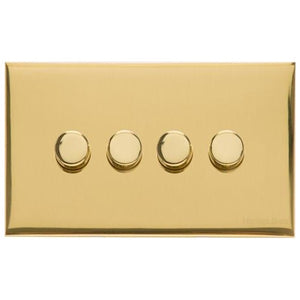 Winchester Range Polished Brass Switches & Sockets, W01 - 4 Gang TED Dimmer (Compatible with LED Lamps) by Heritage Brass By M-Marcus
