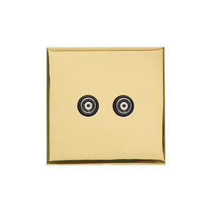 Winchester Range Polished Brass Switches & Sockets, W01 - 2 Gang TV Coaxial Socket by Heritage Brass By M-Marcus