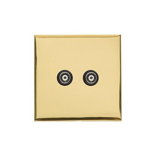 Winchester Range Polished Brass Switches & Sockets, W01 - 2 Gang TV Coaxial Socket by Heritage Brass By M-Marcus