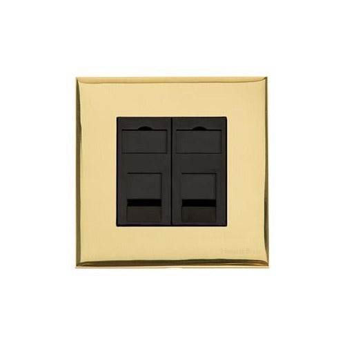 Winchester Range Polished Brass Switches & Sockets, W01 - 2 Gang CAT6 by Heritage Brass By M-Marcus